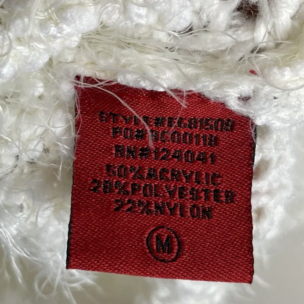 Red Brand‎ Ivory Acrylic Eyelash Size M Women's Long Sleeves Sweater